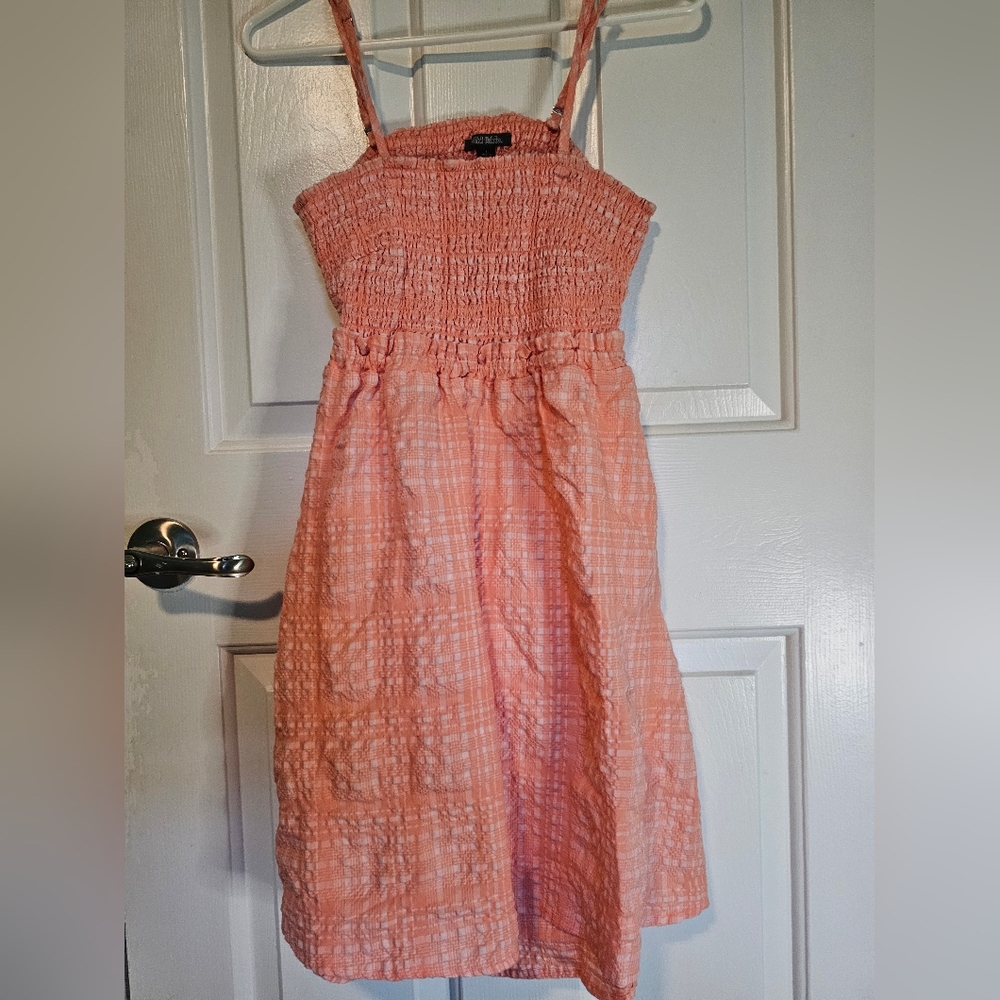 Wild Fable Orange Gingham Smocked Open Back Sundress Women's Size S